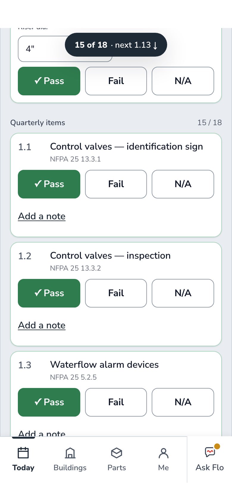 The quarterly checklist: pass, fail or N/A on each line